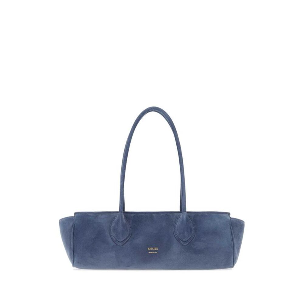 Khaite Women Cerulean Blue Suede Donna Shoulder Bag